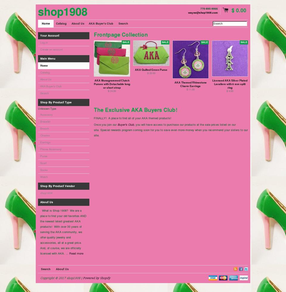 shop1908.com shopify website screenshot