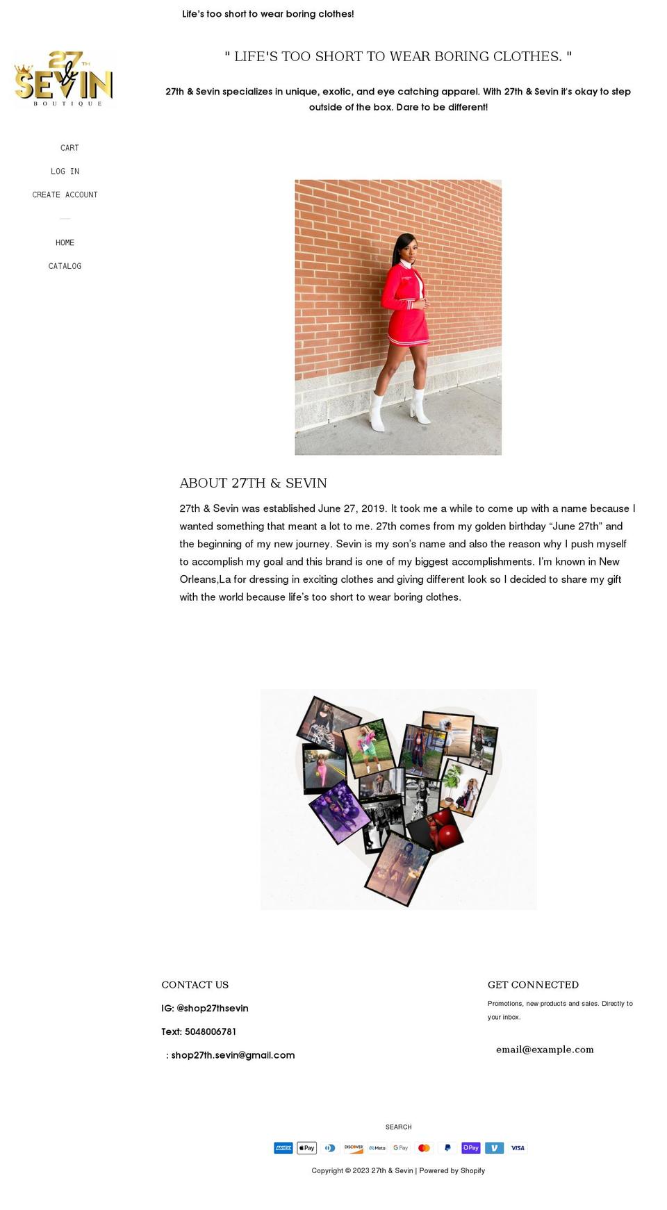 shop27thsevin.com shopify website screenshot