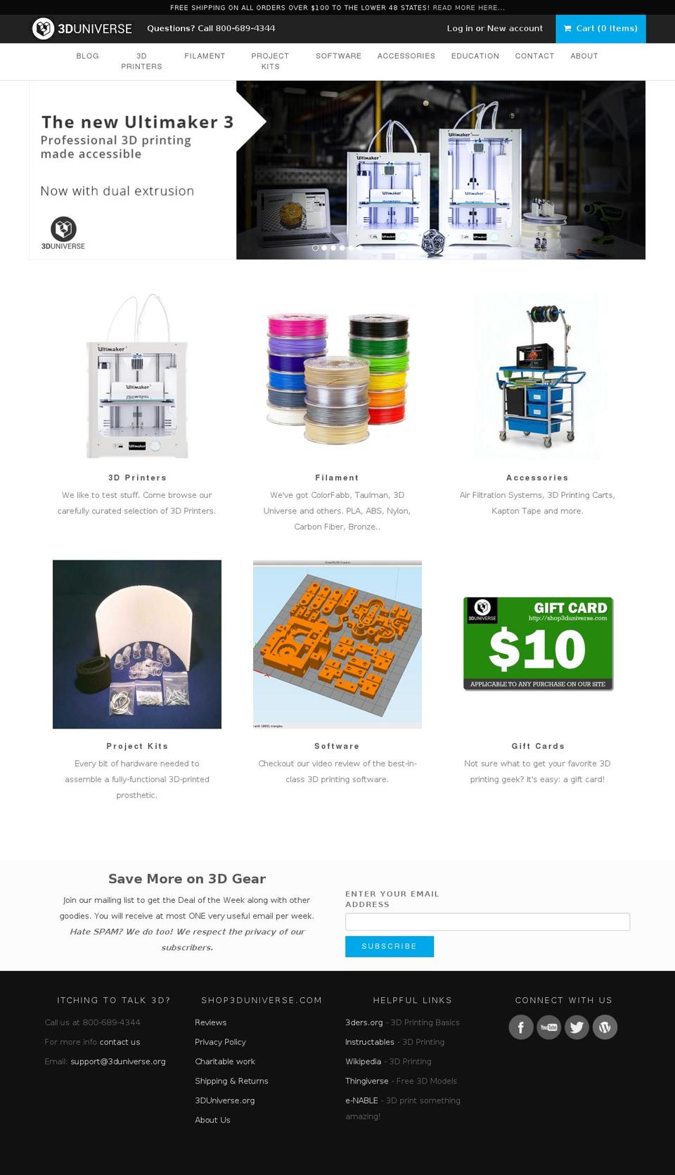 shop3duniverse.com shopify website screenshot