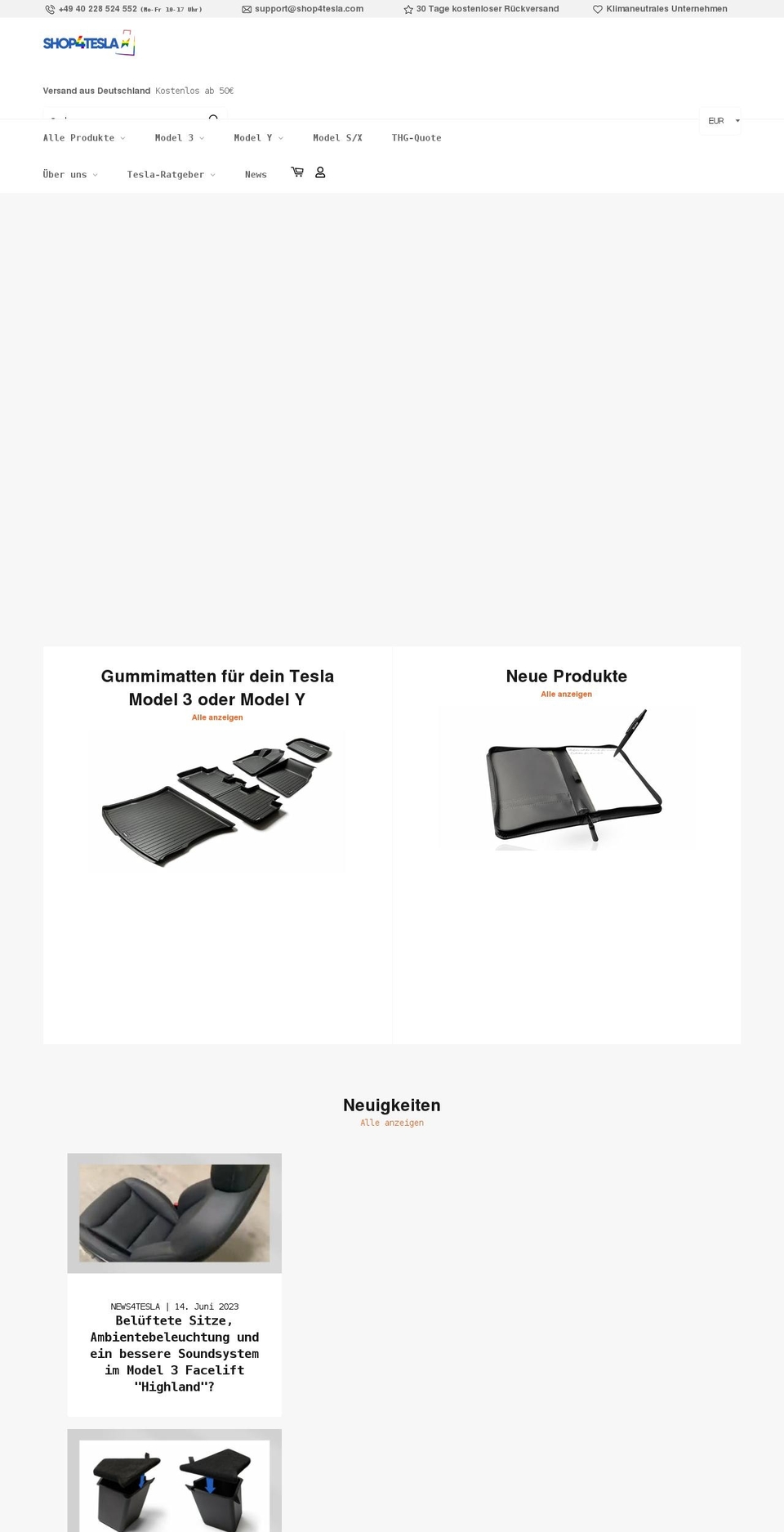 shop4tesla.com shopify website screenshot