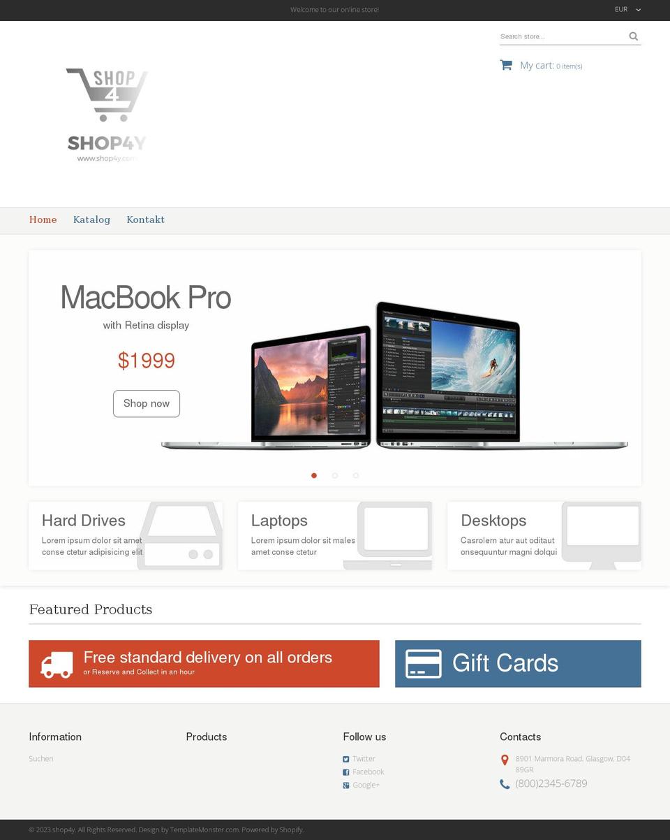 shop4y.com shopify website screenshot