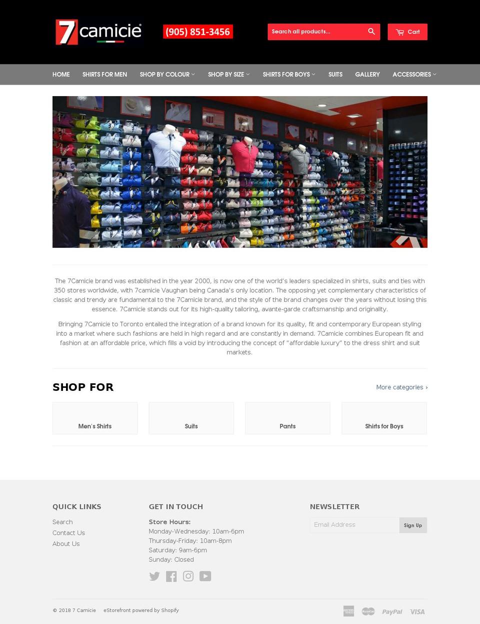 shop7camiciecanada.com shopify website screenshot