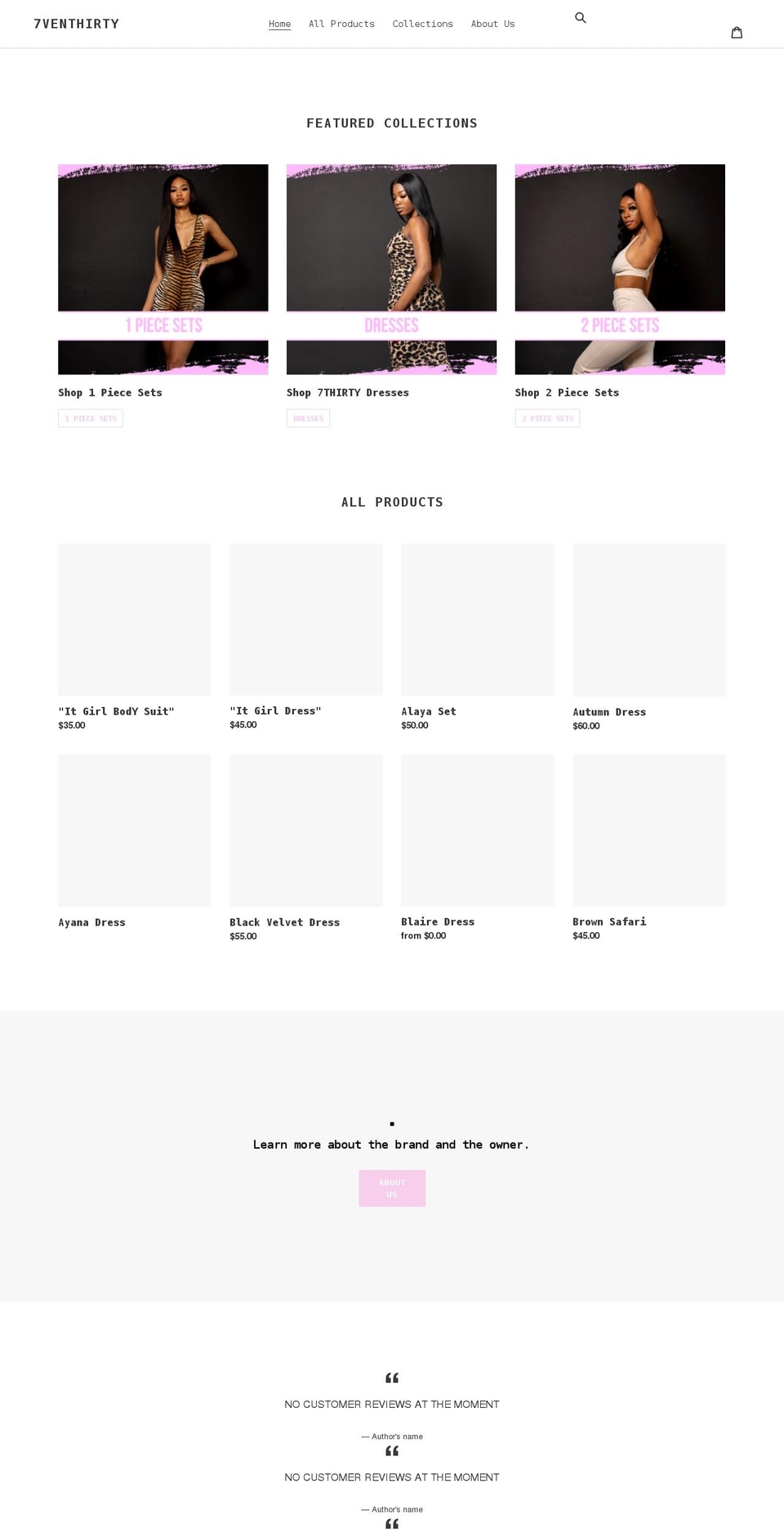 shop7venthirty.com shopify website screenshot