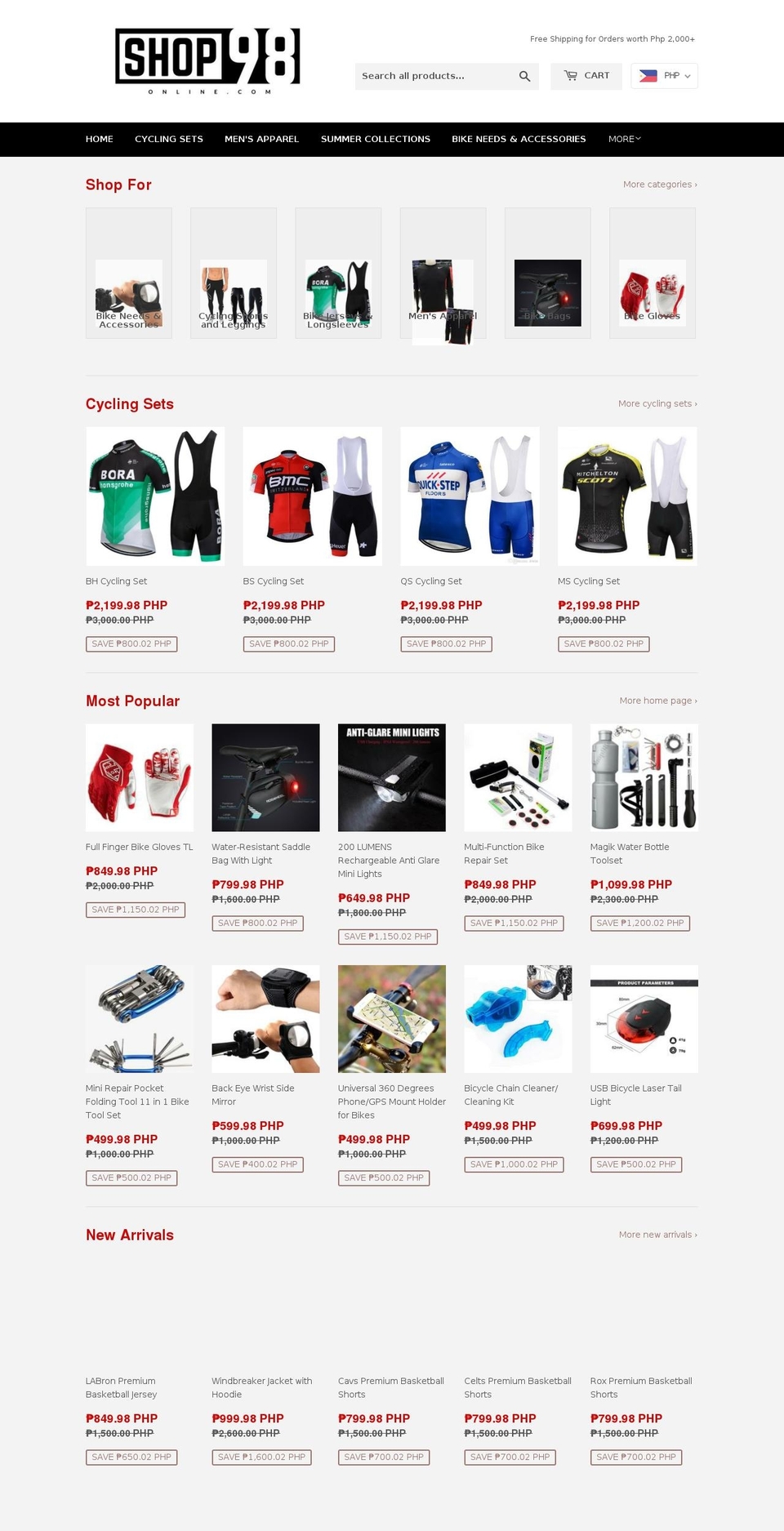 shop98online.com shopify website screenshot