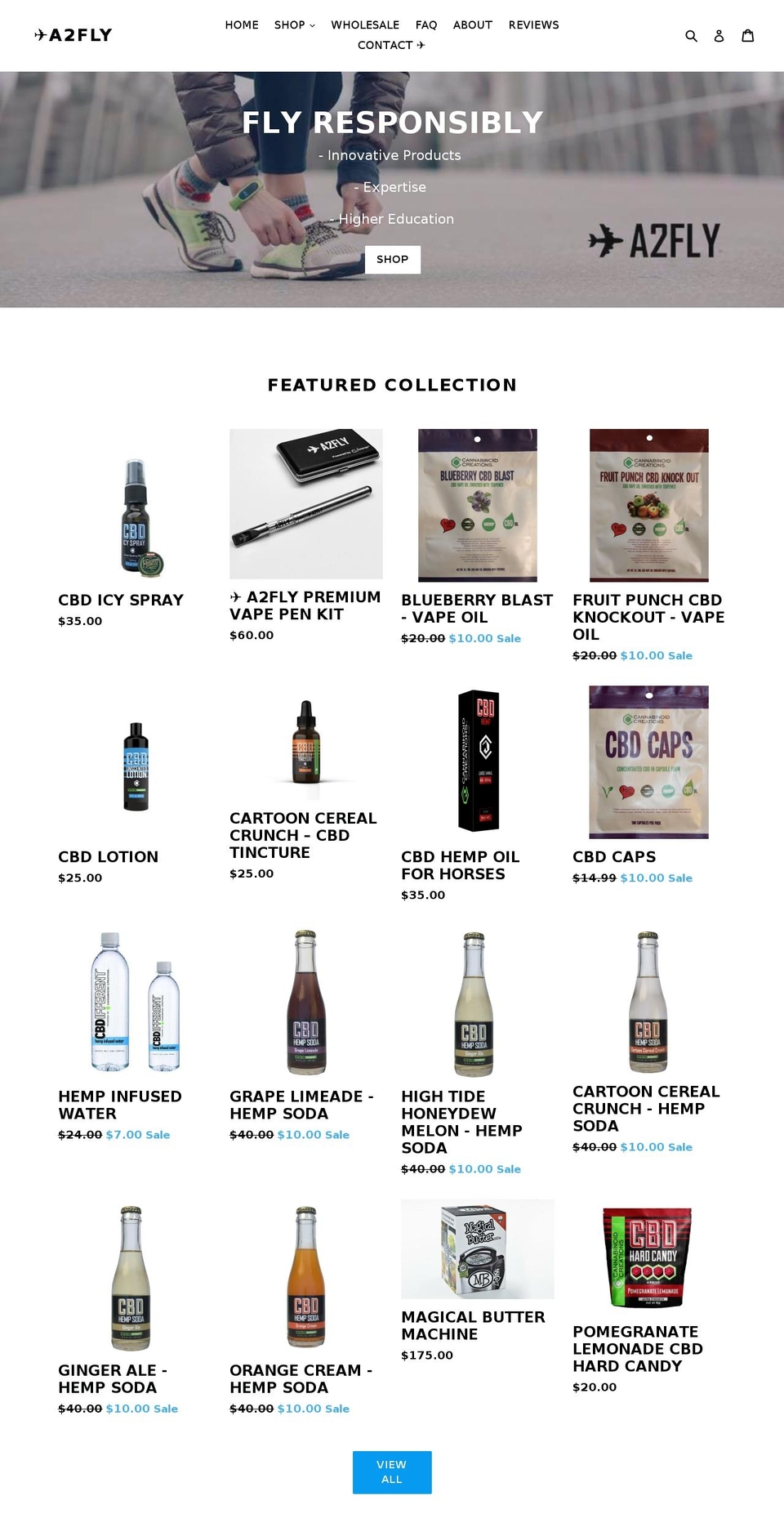 shopa2fly.com — Shopify storefront screenshot