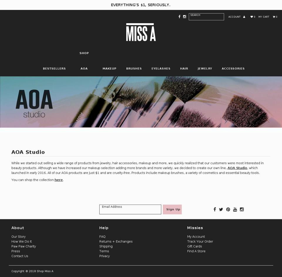 shopa2o.com shopify website screenshot