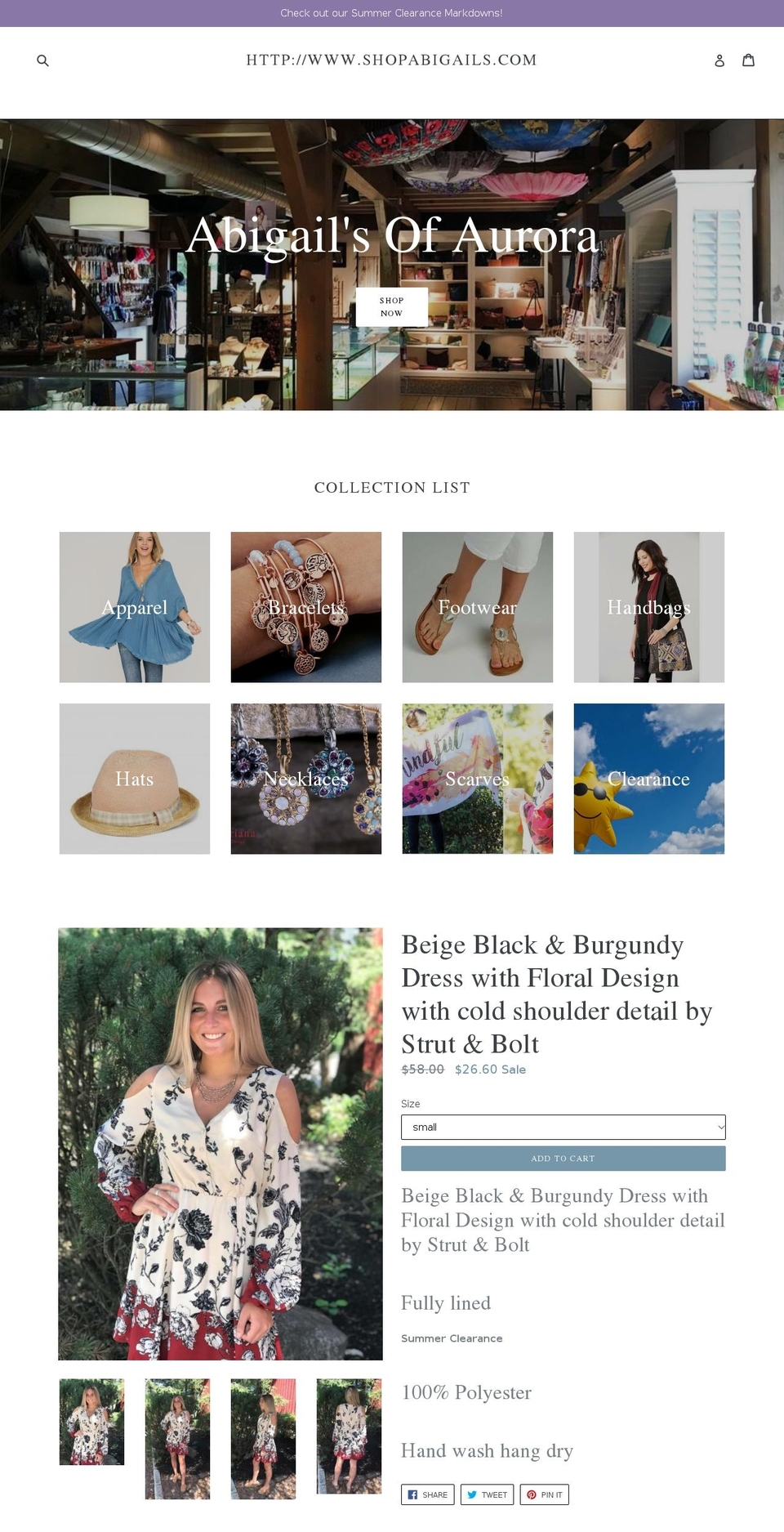 Sterling Shopify theme site example shopabigails.com