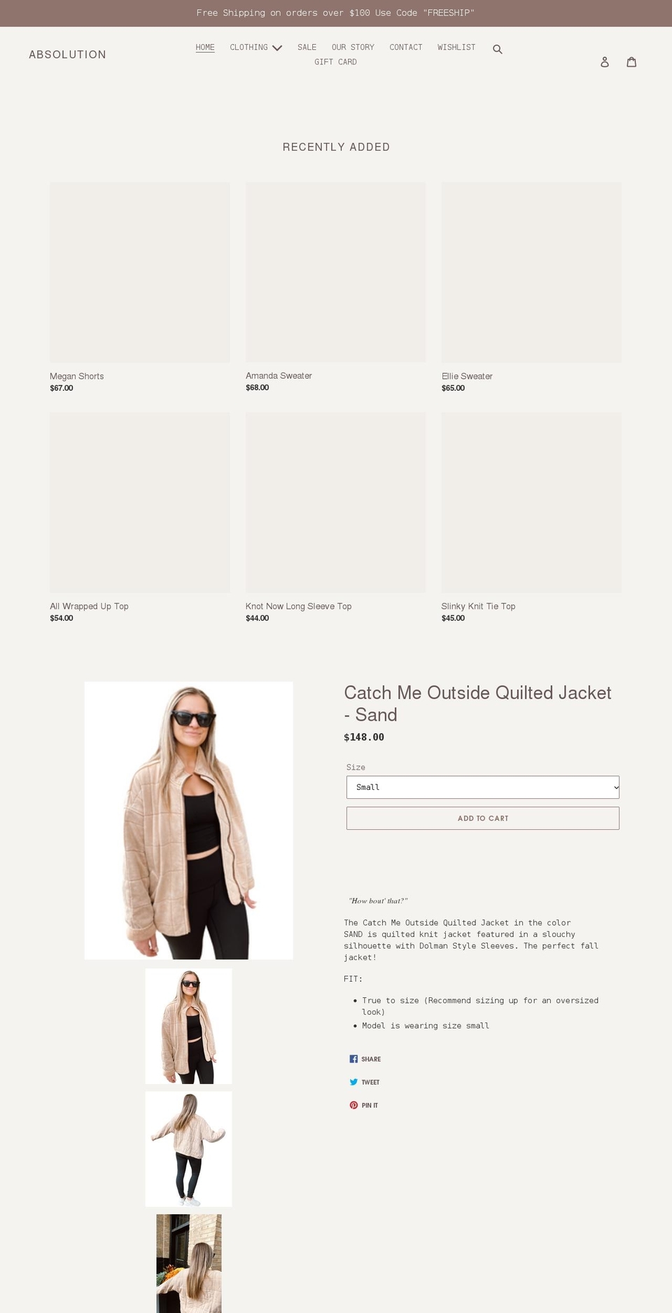 shopabsolution.com shopify website screenshot