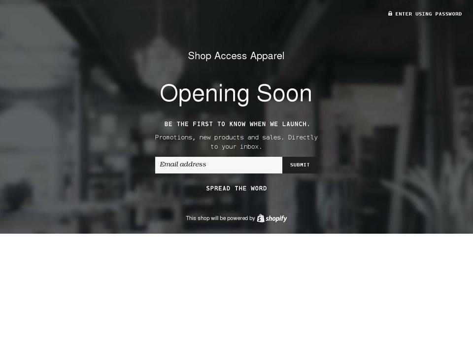 shopaccessapparel.com shopify website screenshot