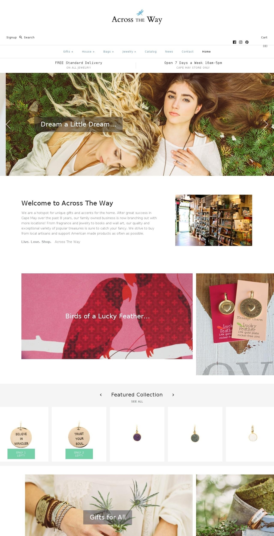 shopacrosstheway.com shopify website screenshot