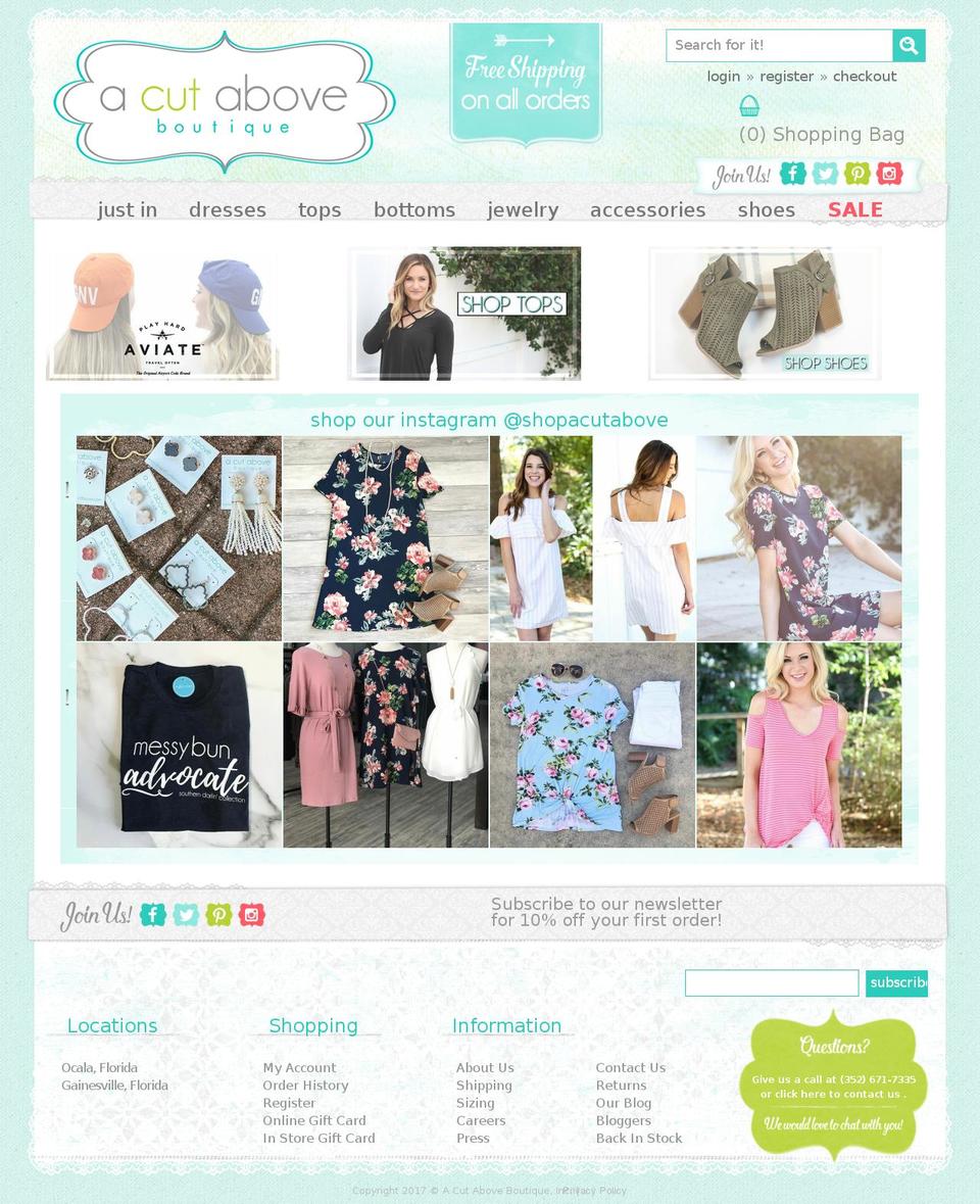 shopacutabove.myshopify.com shopify website screenshot