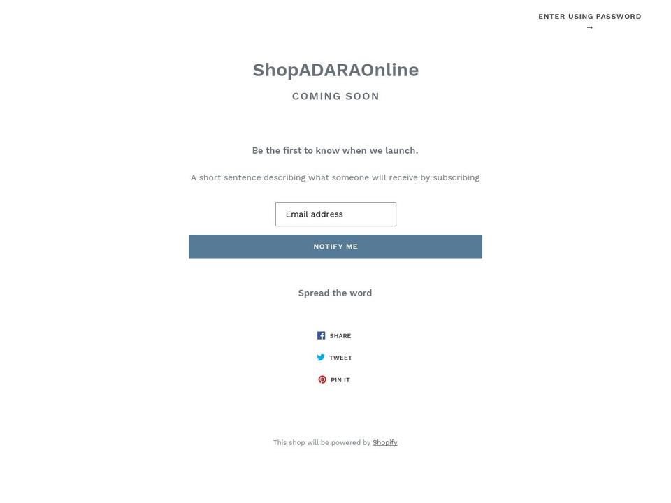 shopadaraonline.com — Shopify storefront screenshot