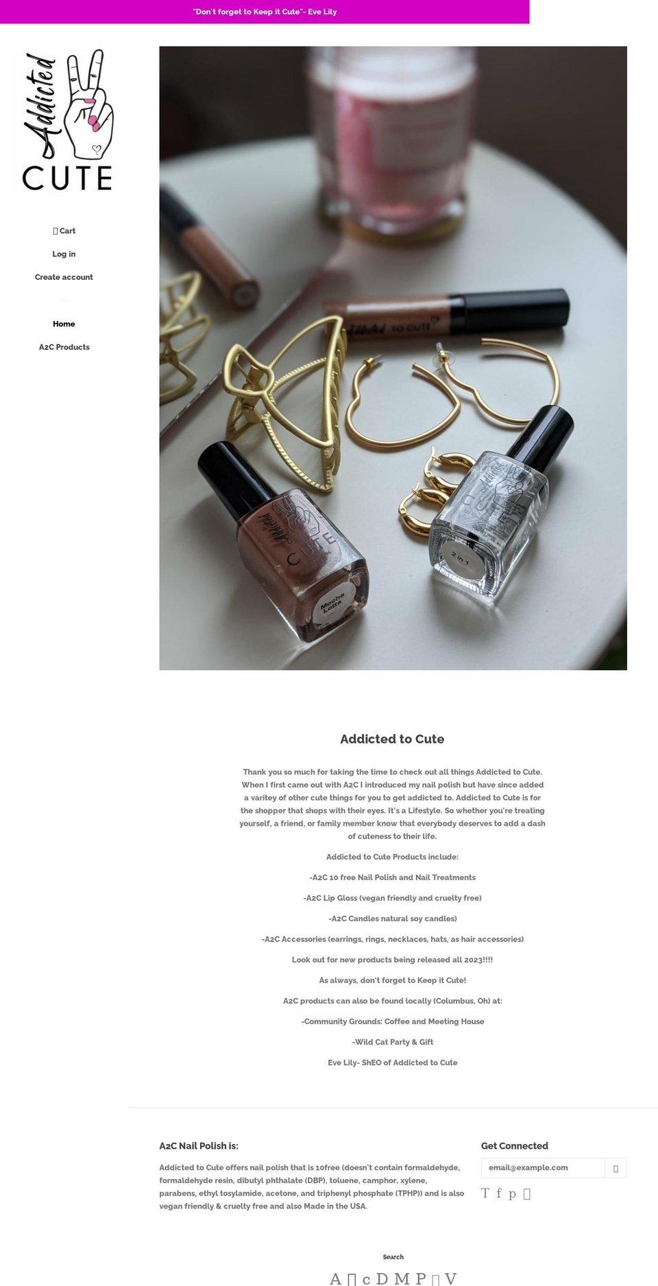 shopaddictedtocute.com — Shopify storefront screenshot