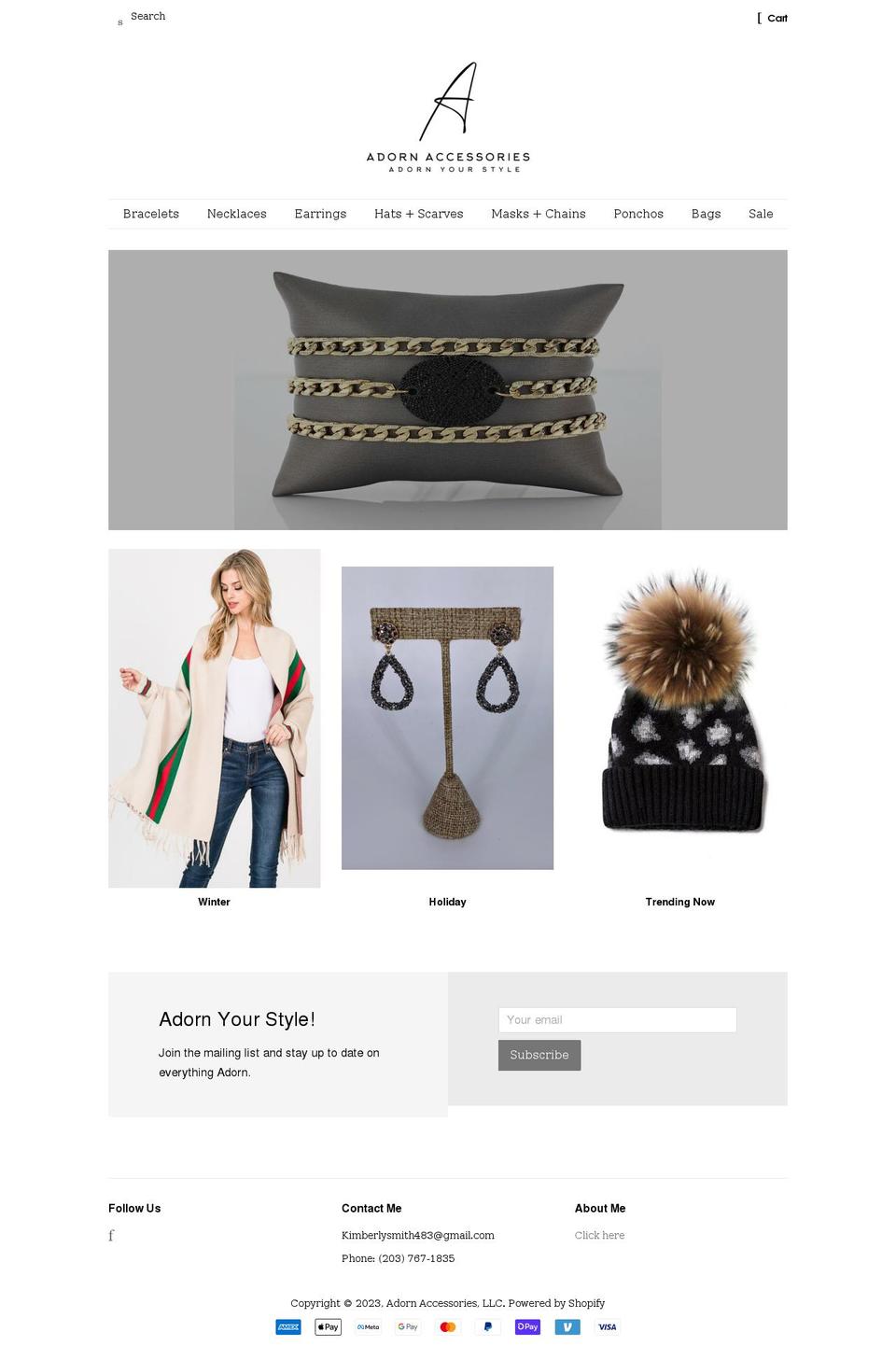 shopadornaccessories.com shopify website screenshot