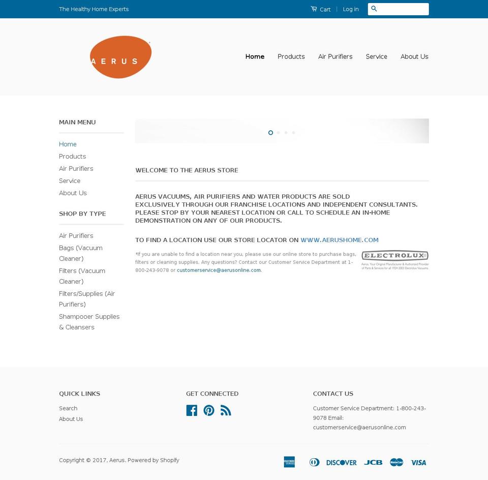 shopaerus.com shopify website screenshot