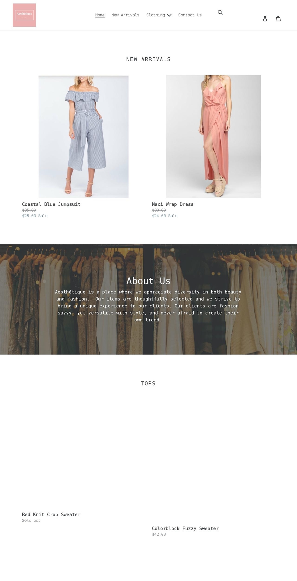 shopaesthetique.com shopify website screenshot