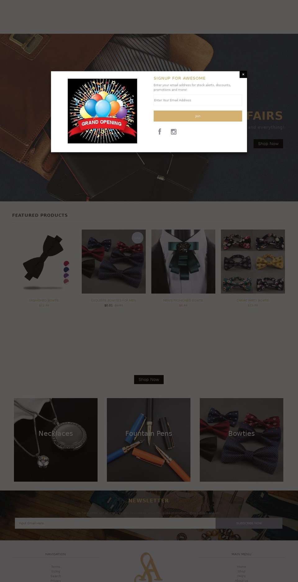 shopaffairs.org shopify website screenshot
