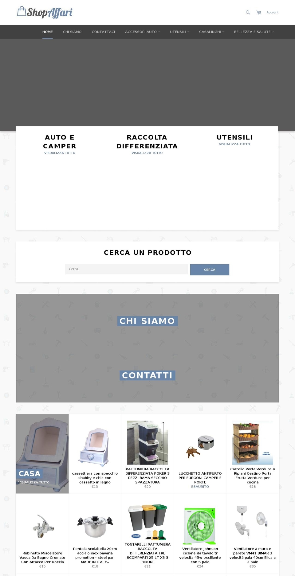 shopaffari.it shopify website screenshot