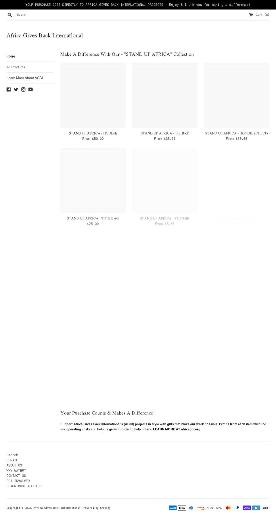 shopafricagbi.org shopify website screenshot