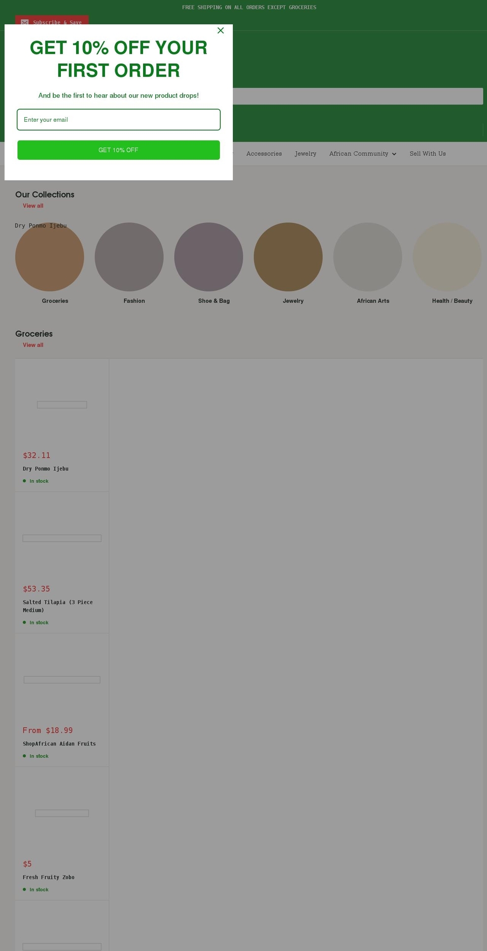 shopafricausa.com shopify website screenshot