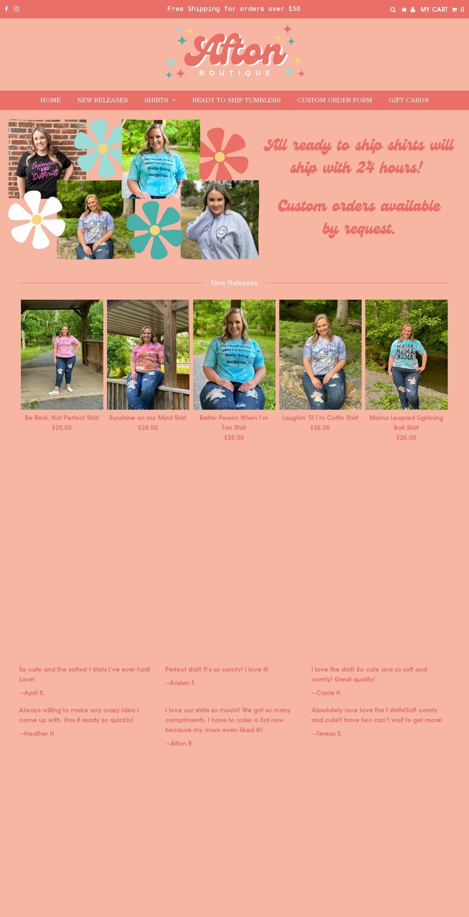 shopaftonboutique.com shopify website screenshot