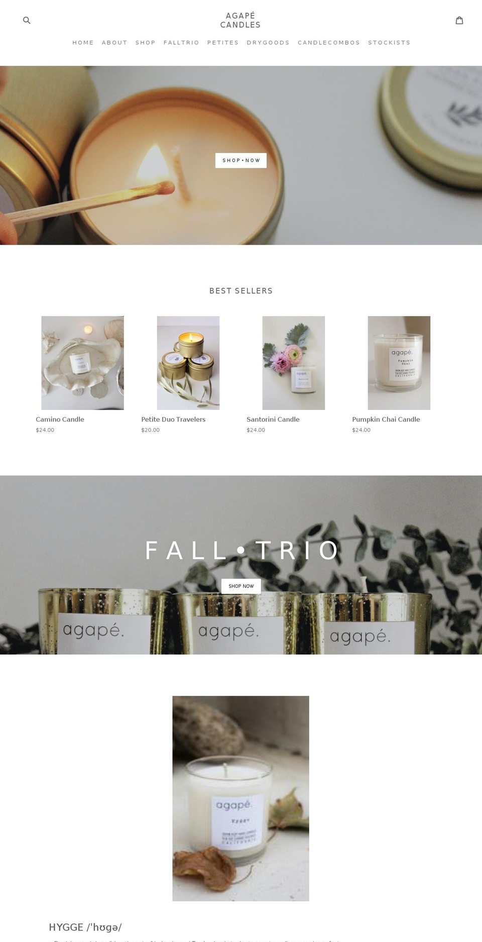 shopagapecandles.com shopify website screenshot