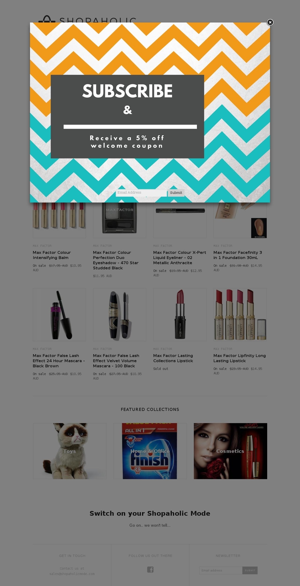 shopaholicmode.com shopify website screenshot