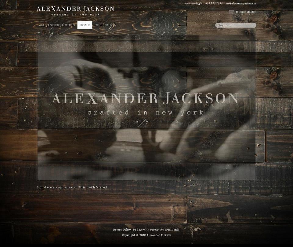 shopalexanderjackson.us shopify website screenshot