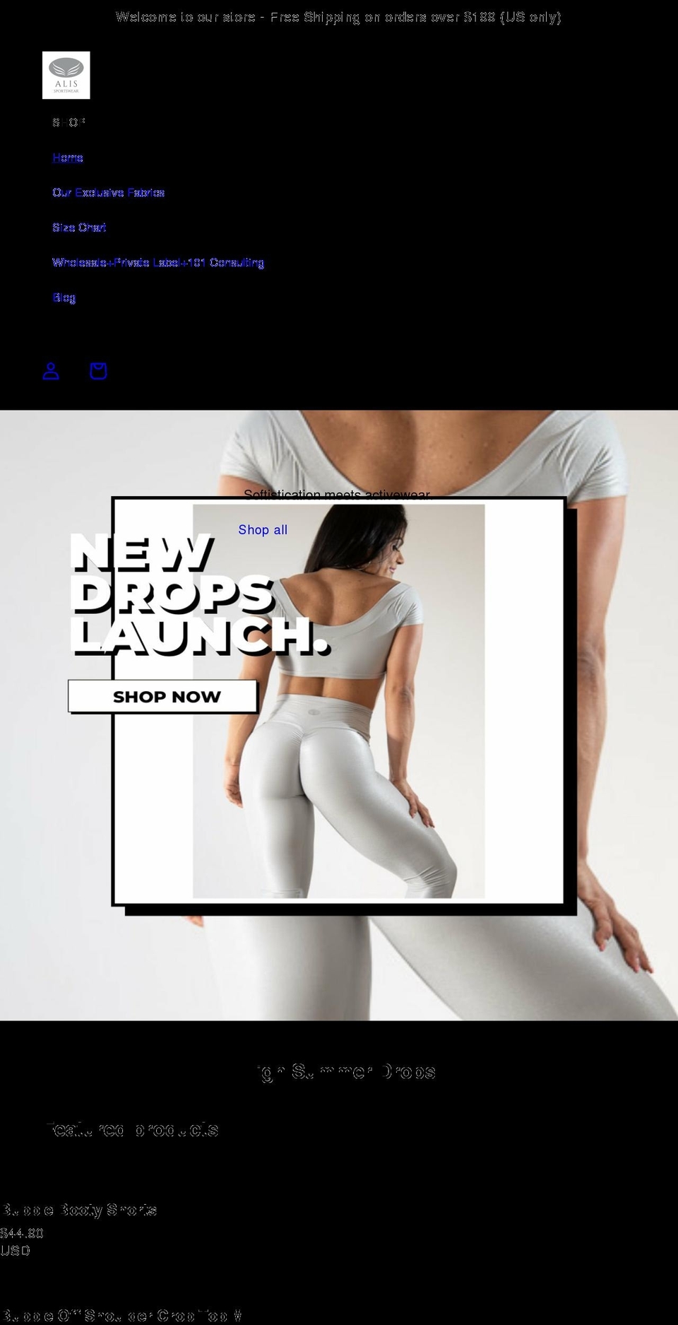 shopalissportswear.com shopify website screenshot