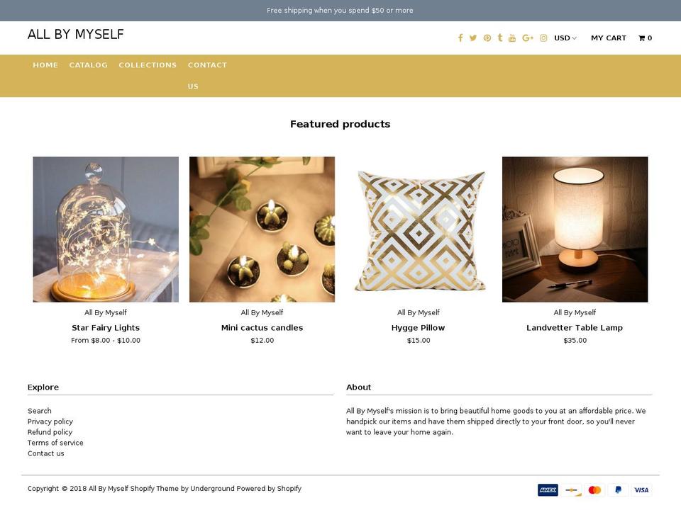 shopallbymyself.com — Shopify storefront screenshot
