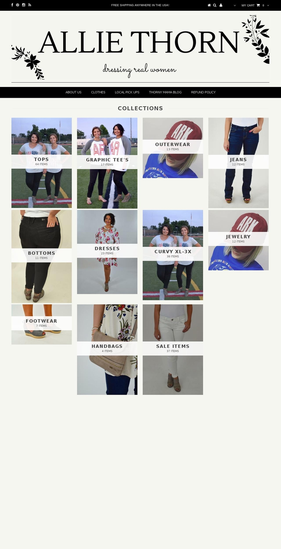 shopalliethorn.com — Shopify storefront screenshot