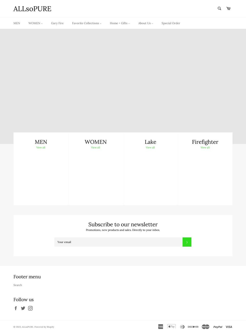 shopallsopure.com shopify website screenshot