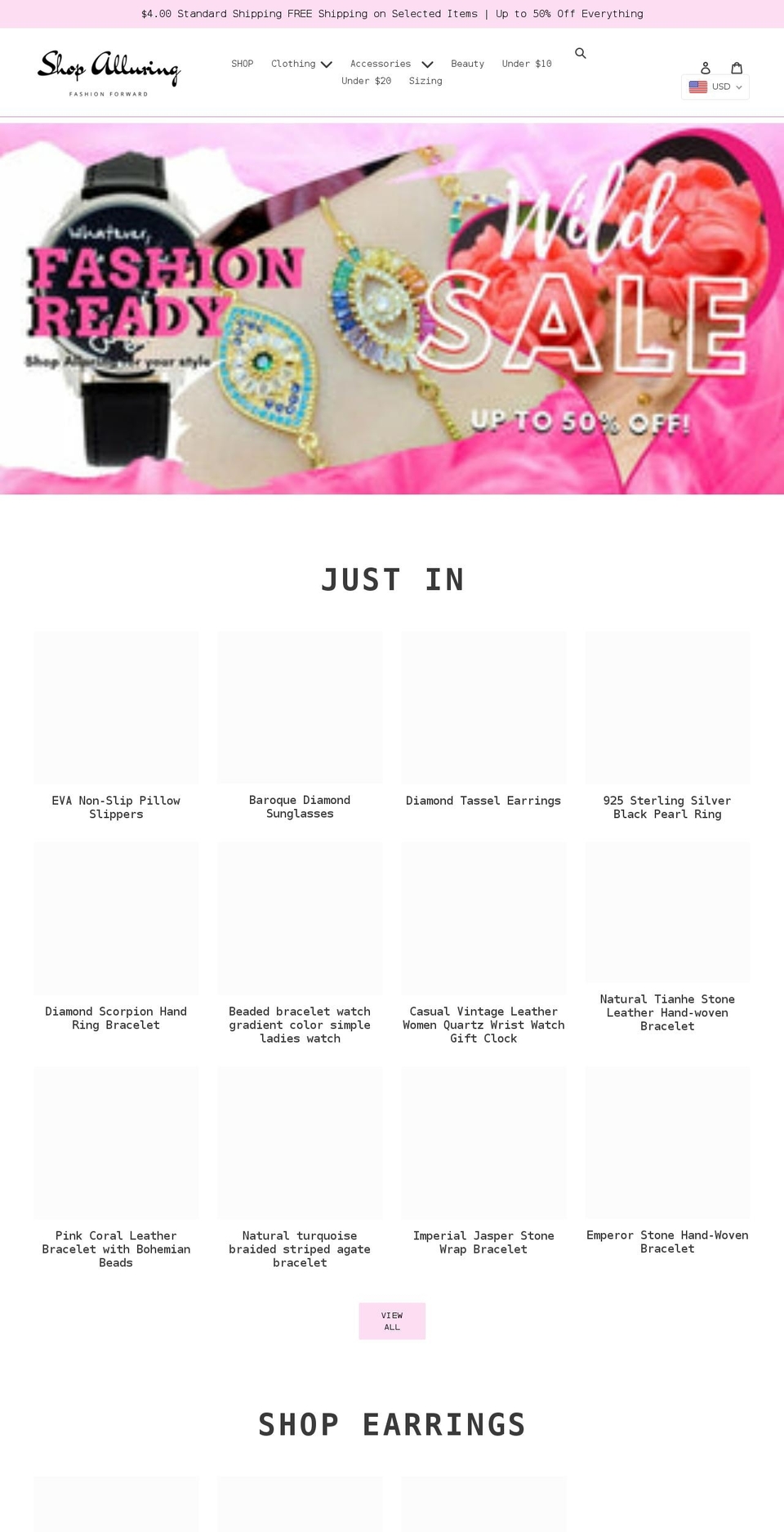 shopalluring.com shopify website screenshot