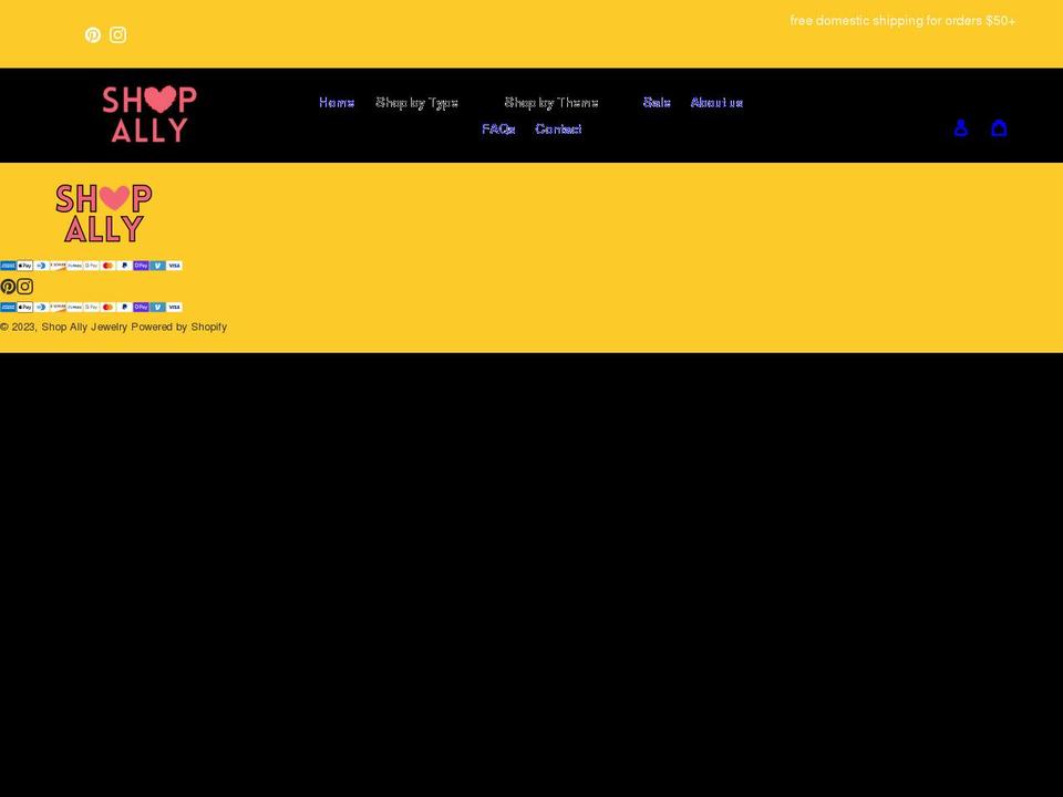 shopallyjewelry.com shopify website screenshot