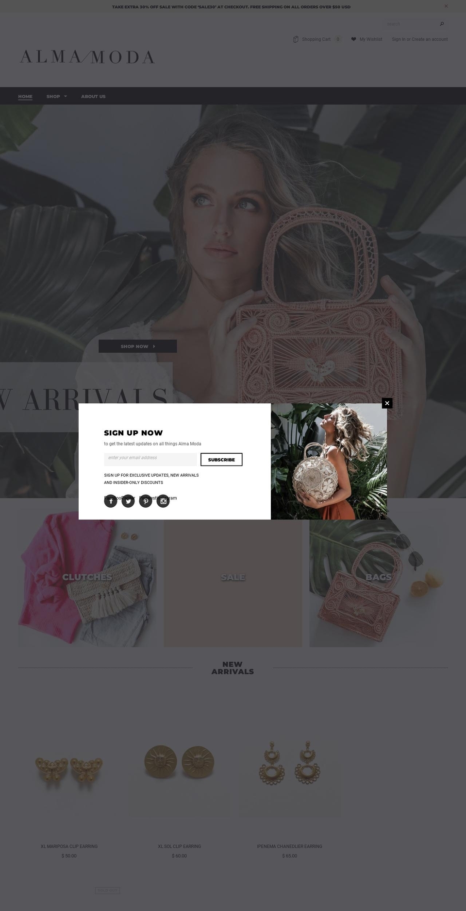 shopalmamoda.com shopify website screenshot