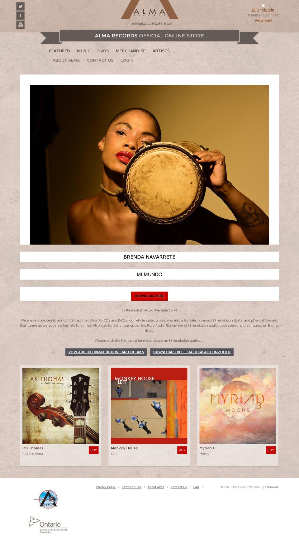 shopalmarecords.com — Shopify storefront screenshot