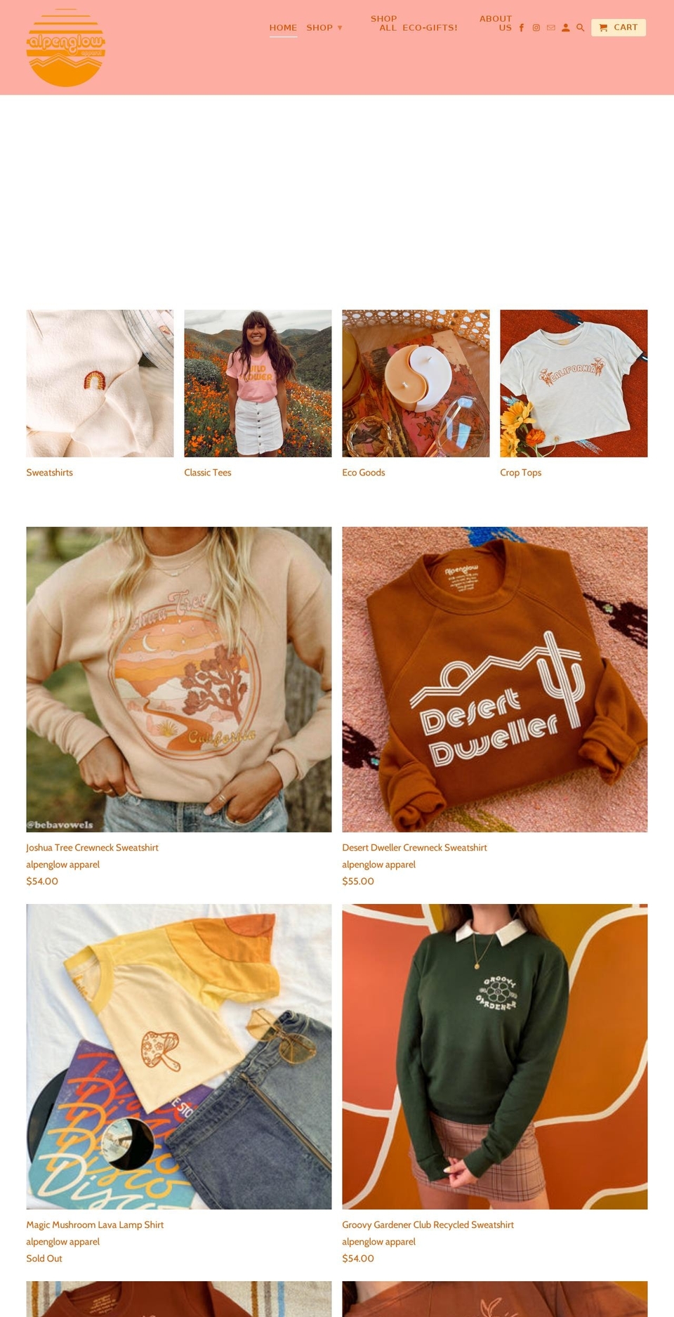 shopalpenglowapparel.com shopify website screenshot