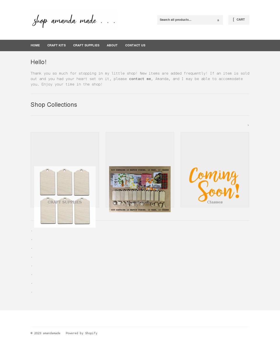shopamandamade.com shopify website screenshot