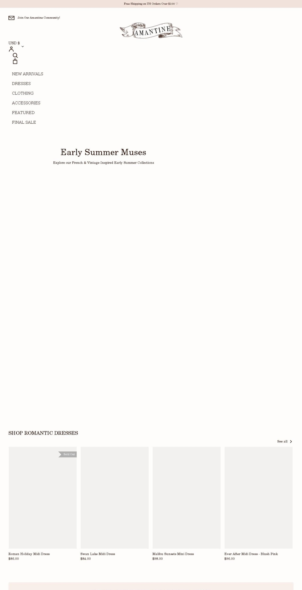 shopamantine.com shopify website screenshot