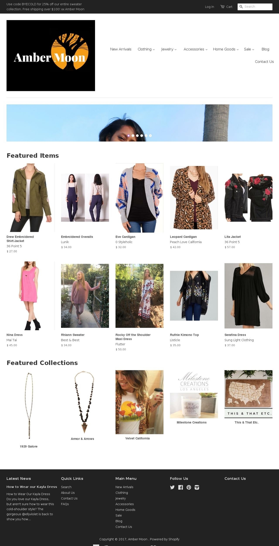 shopambermoon.com shopify website screenshot