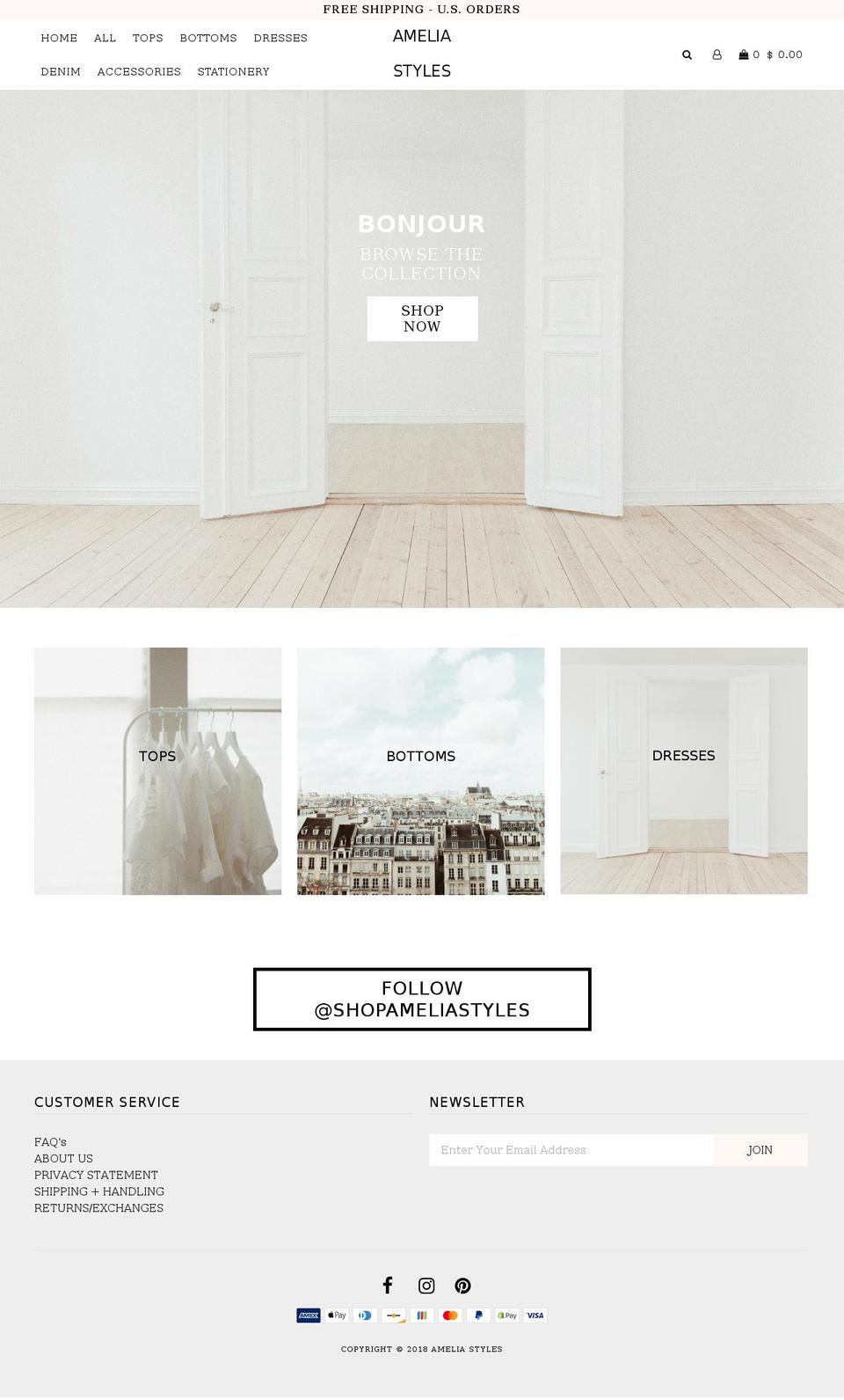 shopameliastyles.com shopify website screenshot