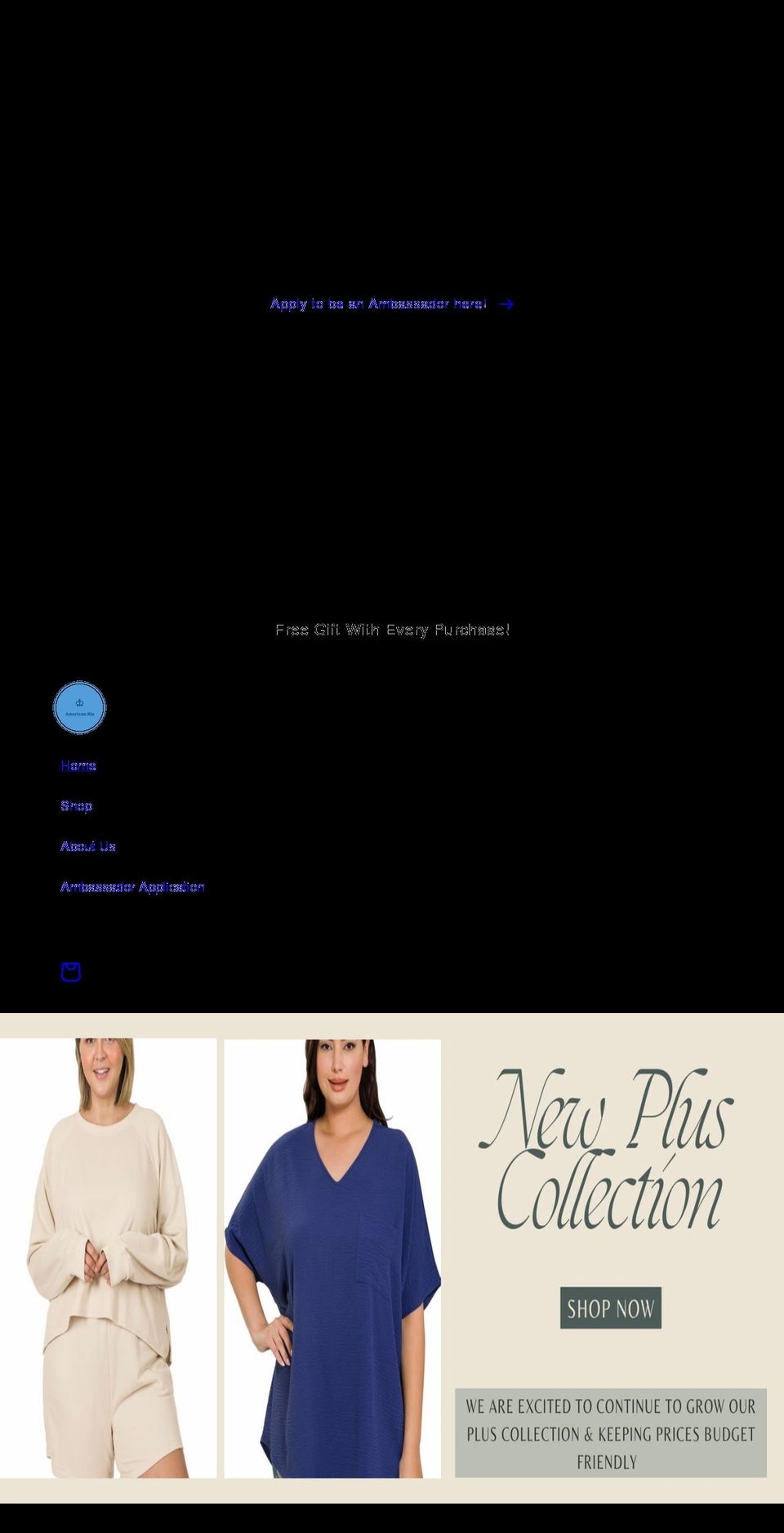 shopamericanblu.com shopify website screenshot