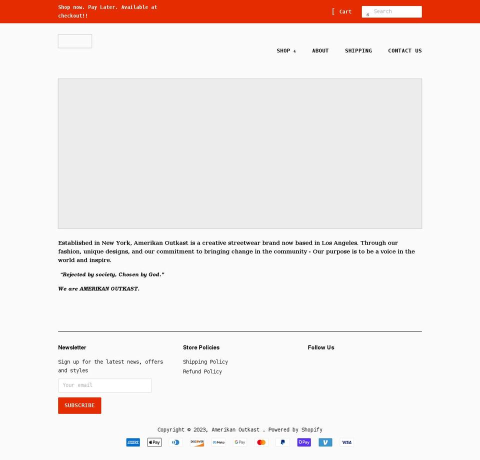 shopamerikanoutkast.com shopify website screenshot