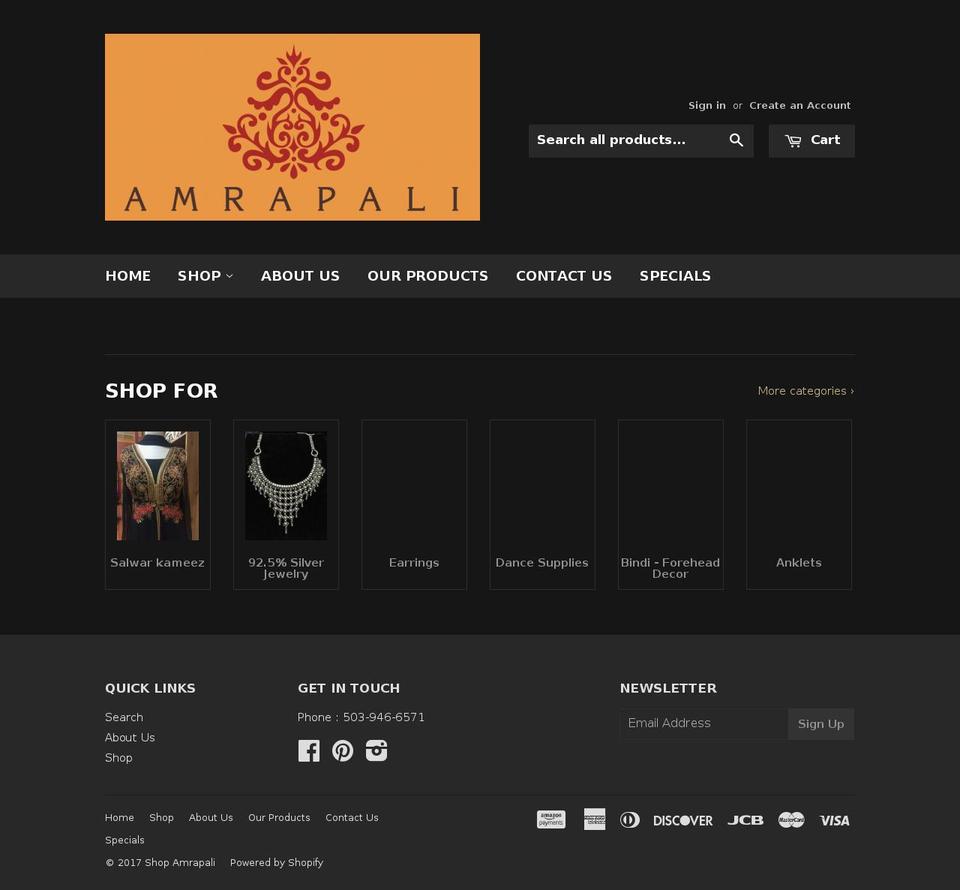 shopamrapali.com shopify website screenshot