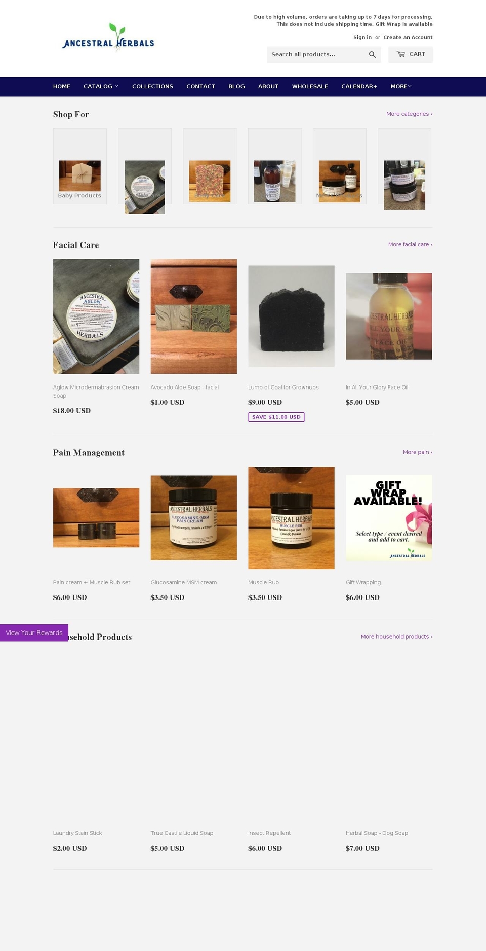 shopancestralherbals.com — Shopify storefront screenshot