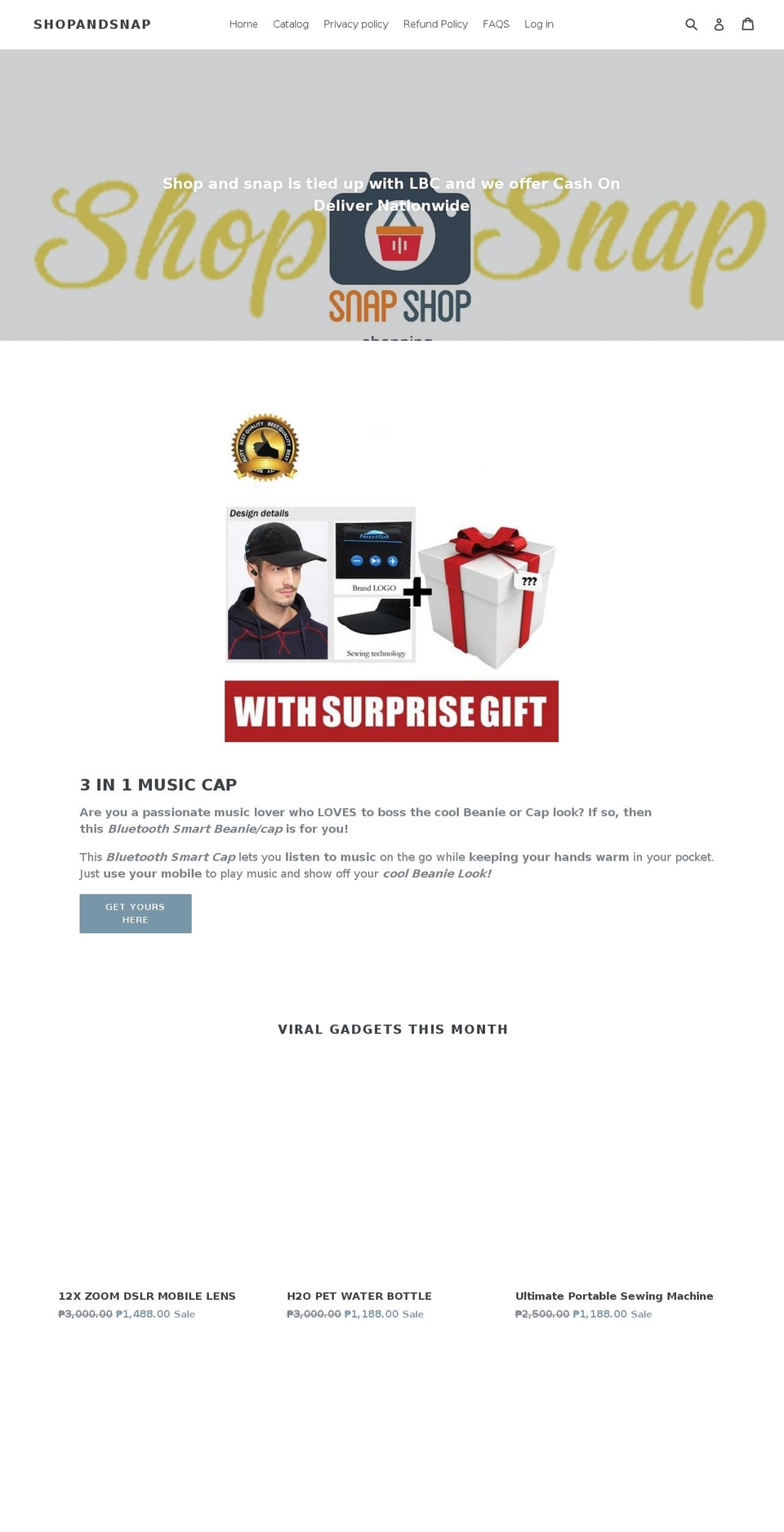 shopandsnap.com — Shopify storefront screenshot