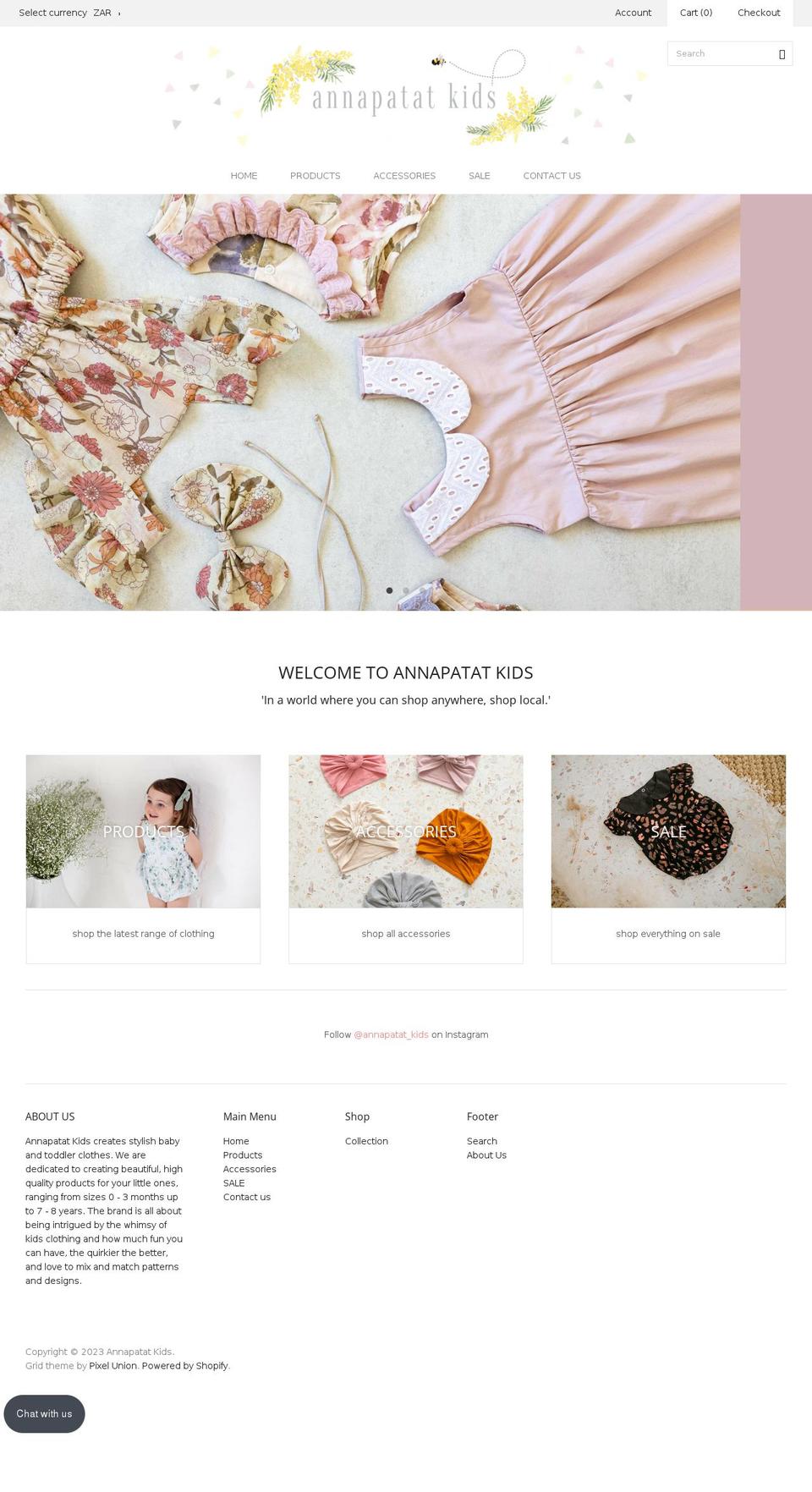 shopannapatatkids.co.za shopify website screenshot