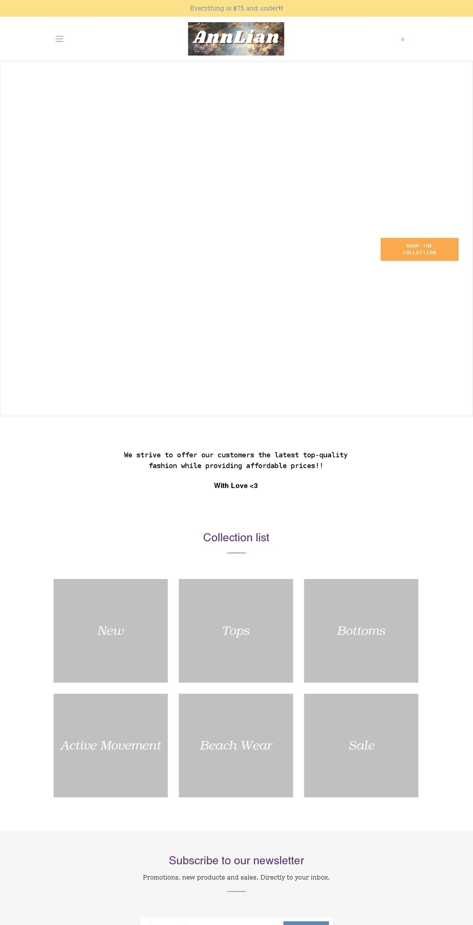 shopannlian.com shopify website screenshot