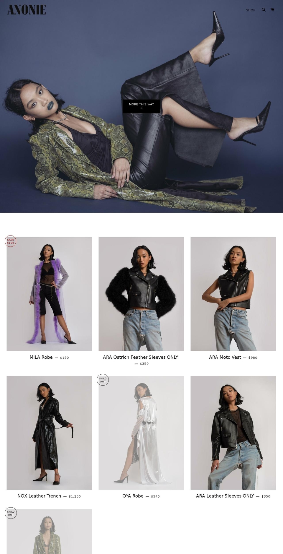 shopanonie.com shopify website screenshot