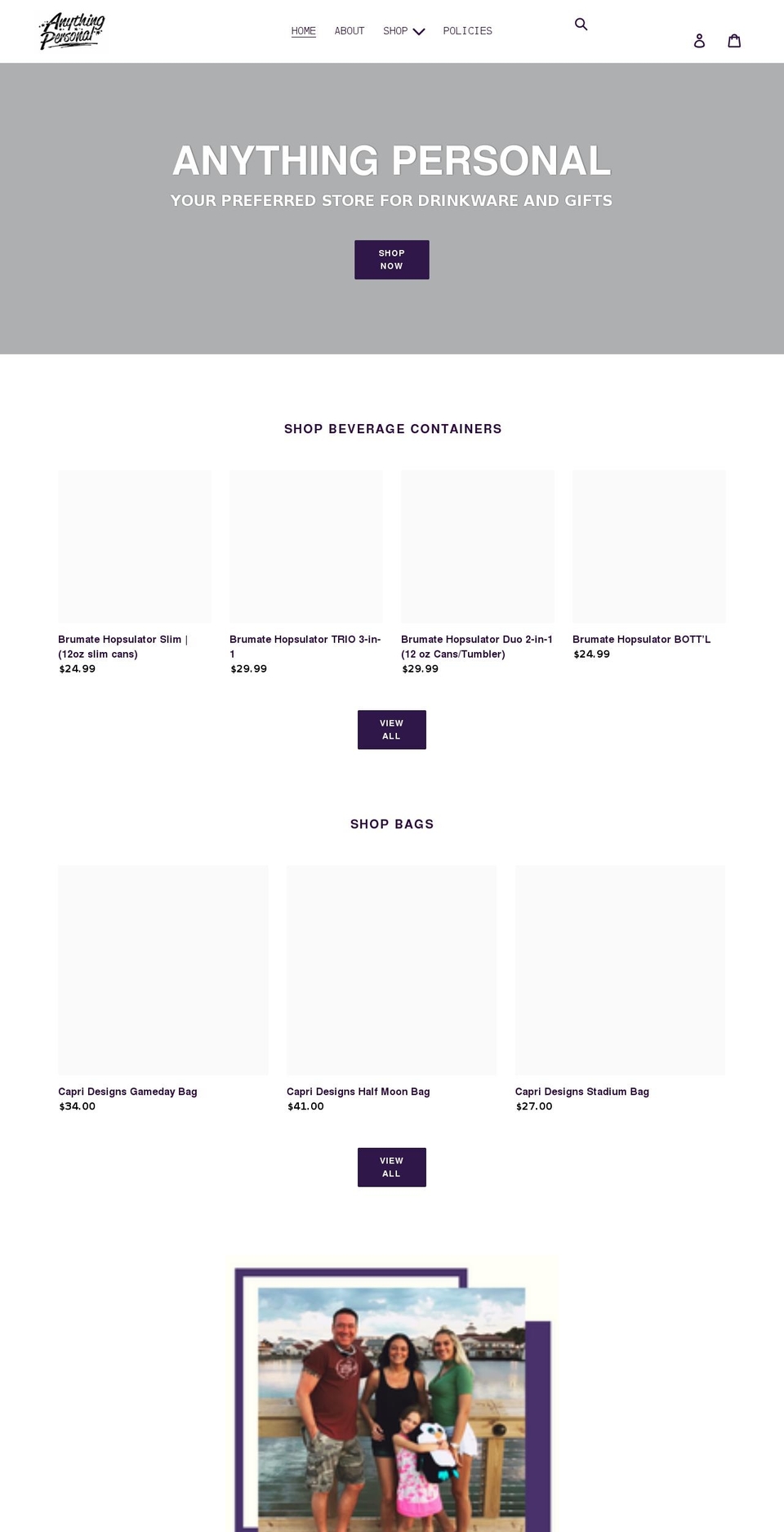 shopanythingpersonal.com shopify website screenshot
